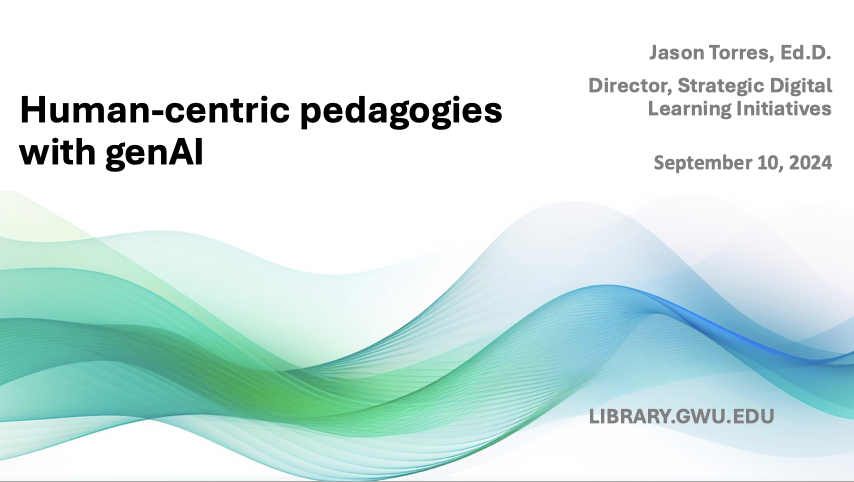 Slide deck for a workshop on seeing AI as the next step in educational technology and how to align this with pedagogy.