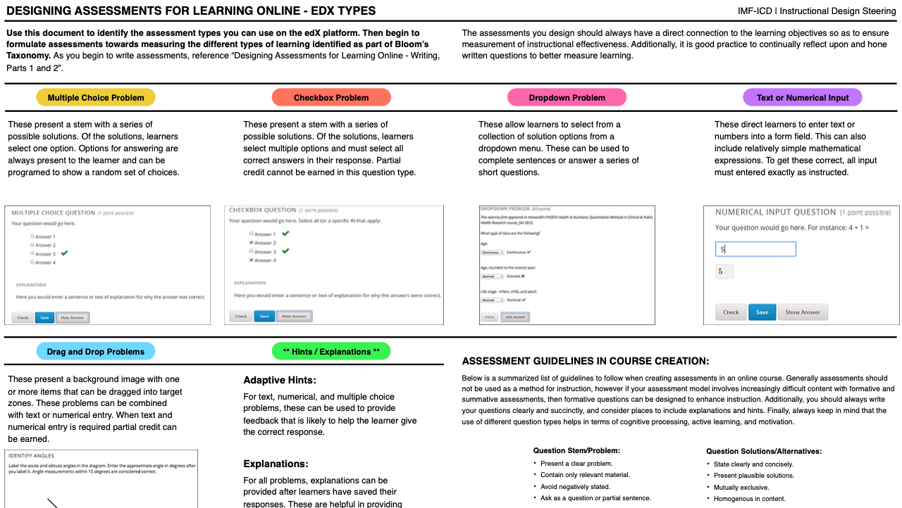Steering on designing assessment for the edX platform
